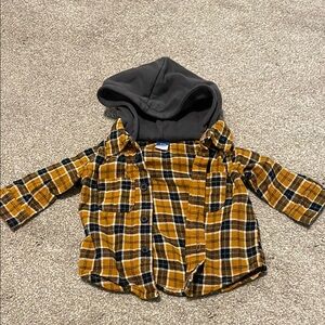 Old Navy Yellow and Black Plaid Shirt
